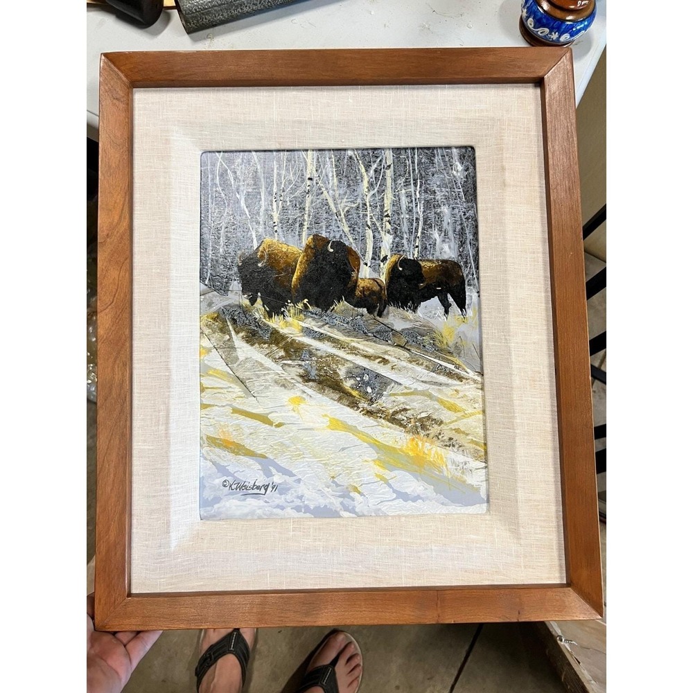 YellowStone Buffalo by Kathryn Weisberg Acrylic Painting